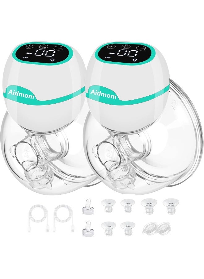 Aidmom Double Hands Free Breast Pump Electric Wearable Breast Pump Portable