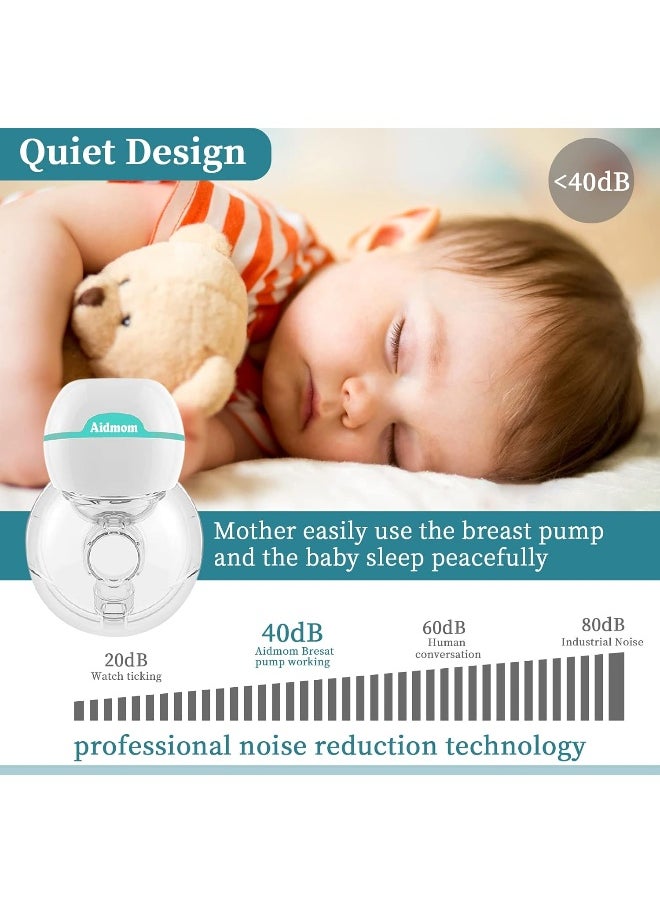 Aidmom Double Hands Free Breast Pump Electric Wearable Breast Pump Portable