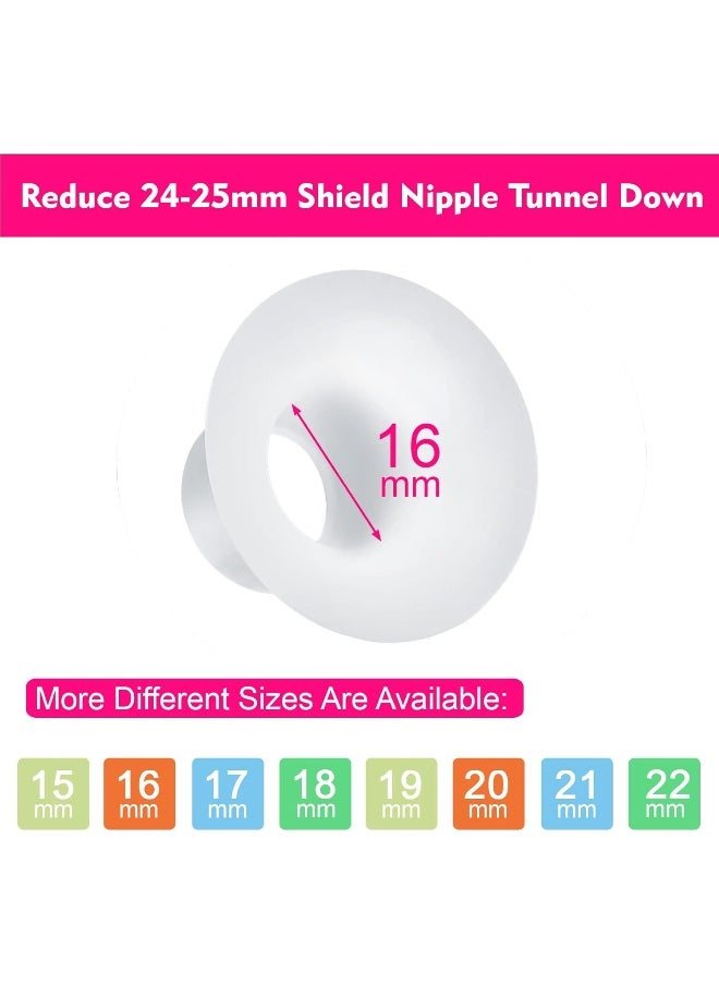 Durceler 16mm Silicone Flange Inserts Compatible with Medela/for Spectra S1 S2 / Elvie / S18 S21 / Momcozy S9 S12/ TSRETE 24mm Breast Pump Shields or Freemie 25mm; Reduce Tunnel Down to 16mm