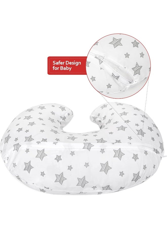Moonsea Nursing Pillow Cover White with Star Print, Snug Fits Boppy Nursing Pillows, Breastfeeding Nursing Pillow Slipcovers Super Soft, for Breastfeeding Moms