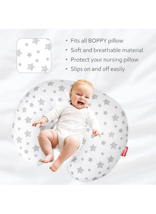 Moonsea Nursing Pillow Cover White with Star Print, Snug Fits Boppy Nursing Pillows, Breastfeeding Nursing Pillow Slipcovers Super Soft, for Breastfeeding Moms