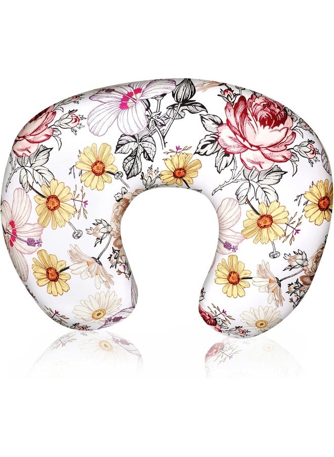 Floral Nursing Pillow Cover, Breastfeeding Pillow Slipcover for Baby Girls, Soft Snug Fits On Newborn Feeding Pillow Case