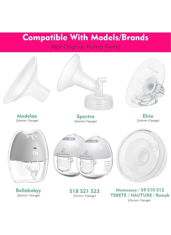 Durceler 17mm Silicone Flange Inserts Compatible with Medela/for Spectra S1 S2 / Elvie / S18 S21 / Momcozy S9 S12/ TSRETE 24mm Breast Pump Shields or Freemie 25mm; Reduce Tunnel Down to 17mm
