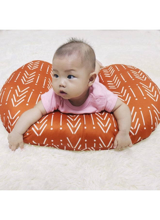 Jundetye Baby Nursing Pillow Cover, Breastfeeding Pillow Cover Boys Girls, Nursing Pillow Case for Newborn, Soft Fabric Fits Snug On Infant, Washable & Breathable, Vintage Orange