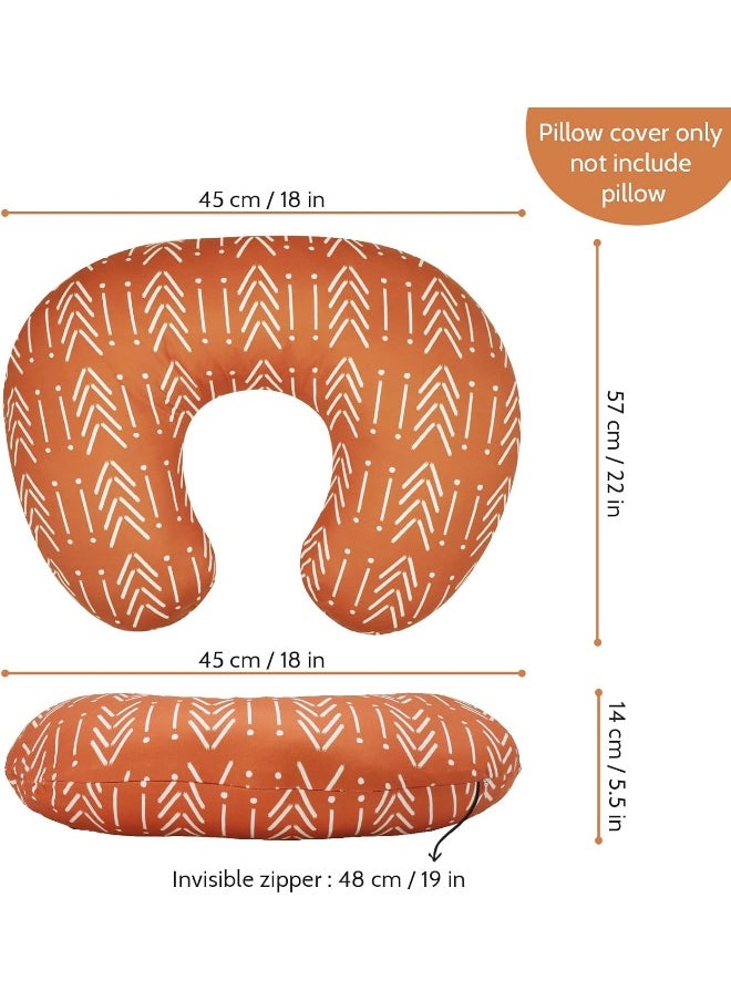 Jundetye Baby Nursing Pillow Cover, Breastfeeding Pillow Cover Boys Girls, Nursing Pillow Case for Newborn, Soft Fabric Fits Snug On Infant, Washable & Breathable, Vintage Orange