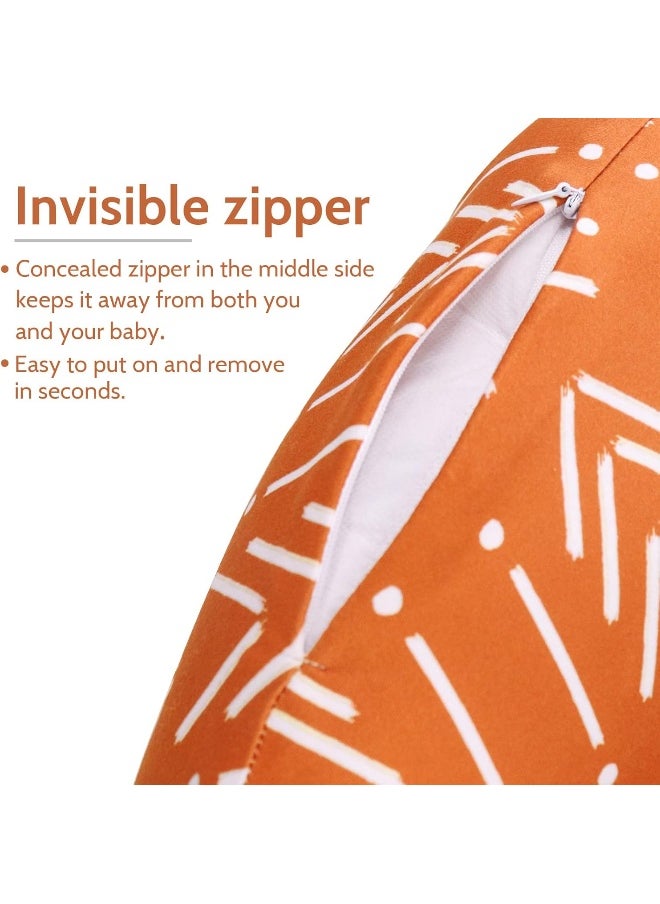 Jundetye Baby Nursing Pillow Cover, Breastfeeding Pillow Cover Boys Girls, Nursing Pillow Case for Newborn, Soft Fabric Fits Snug On Infant, Washable & Breathable, Vintage Orange