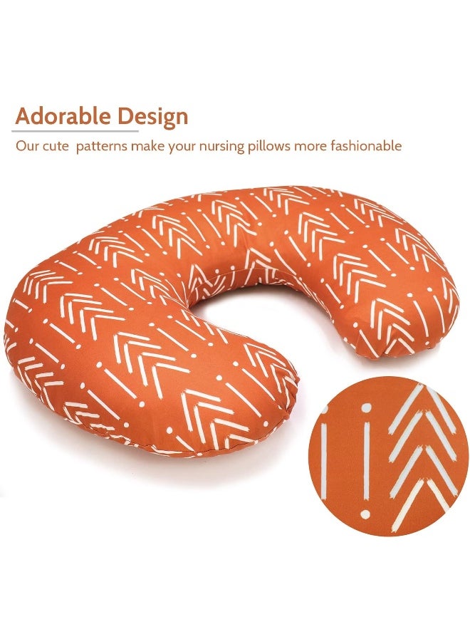 Jundetye Baby Nursing Pillow Cover, Breastfeeding Pillow Cover Boys Girls, Nursing Pillow Case for Newborn, Soft Fabric Fits Snug On Infant, Washable & Breathable, Vintage Orange