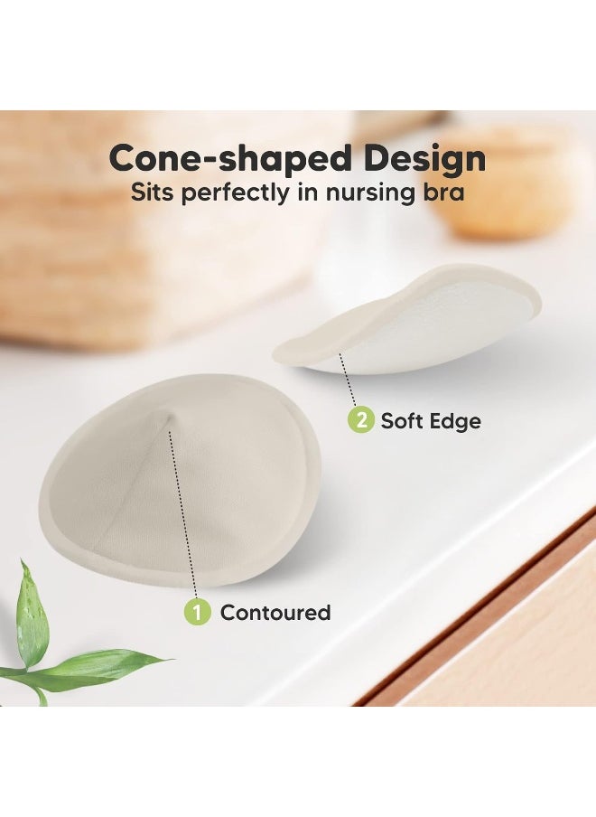 Organic Bamboo Viscose Nursing Pads - 14 Washable Breastfeeding Pads, Wash Bag, Reusable Breast Pads for Breastfeeding, Nipple Pads for Breastfeeding, Breastfeeding Essentials (Neutrals, L 4.8