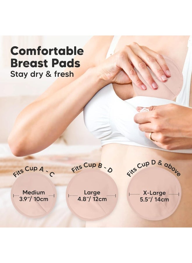 Organic Bamboo Viscose Nursing Pads - 14 Washable Breastfeeding Pads, Wash Bag, Reusable Breast Pads for Breastfeeding, Nipple Pads for Breastfeeding, Breastfeeding Essentials (Neutrals, L 4.8