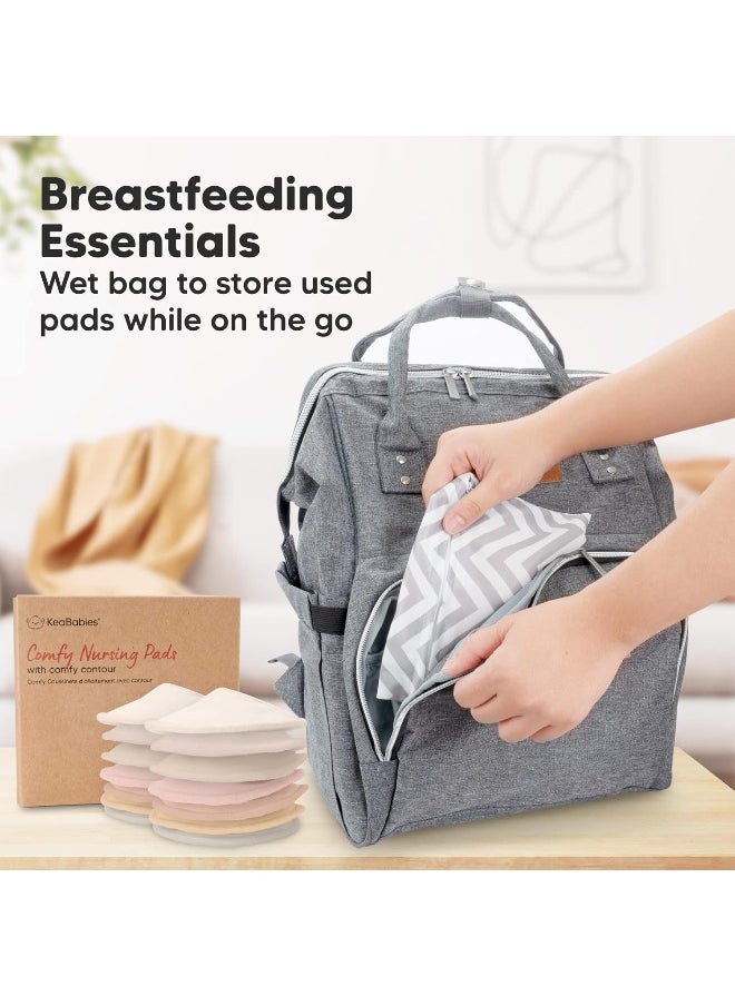 Organic Bamboo Viscose Nursing Pads - 14 Washable Breastfeeding Pads, Wash Bag, Reusable Breast Pads for Breastfeeding, Nipple Pads for Breastfeeding, Breastfeeding Essentials (Neutrals, L 4.8