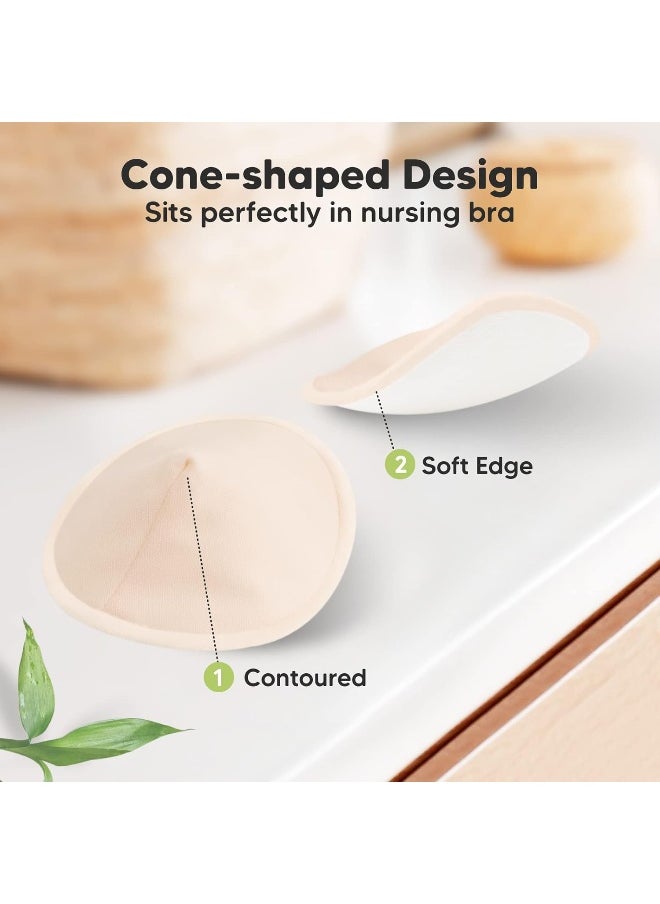 KeaBabies Organic Bamboo Nursing Pads - 14 Washable Nursing Pads + Laundry Bag - Reusable Nursing Pads for Maternity - Washable Nursing Pads (Bare Beige, L 12 cm)