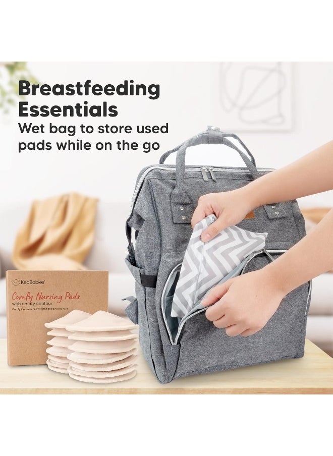 KeaBabies Organic Bamboo Nursing Pads - 14 Washable Nursing Pads + Laundry Bag - Reusable Nursing Pads for Maternity - Washable Nursing Pads (Bare Beige, L 12 cm)