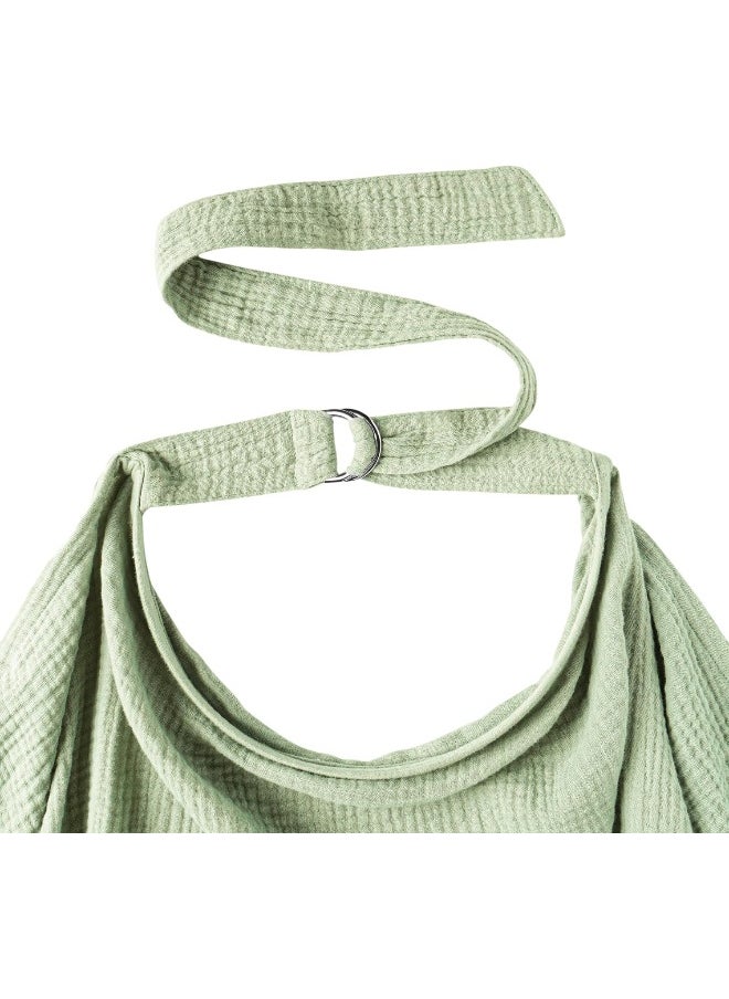 Konssy Muslin Nursing Cover for Baby Breastfeeding Breathable 100% Cotton Breastfeeding Cover with Rigid Hoop for Mother Nursing Apron Multi-use Carseat Canopy (Sage)
