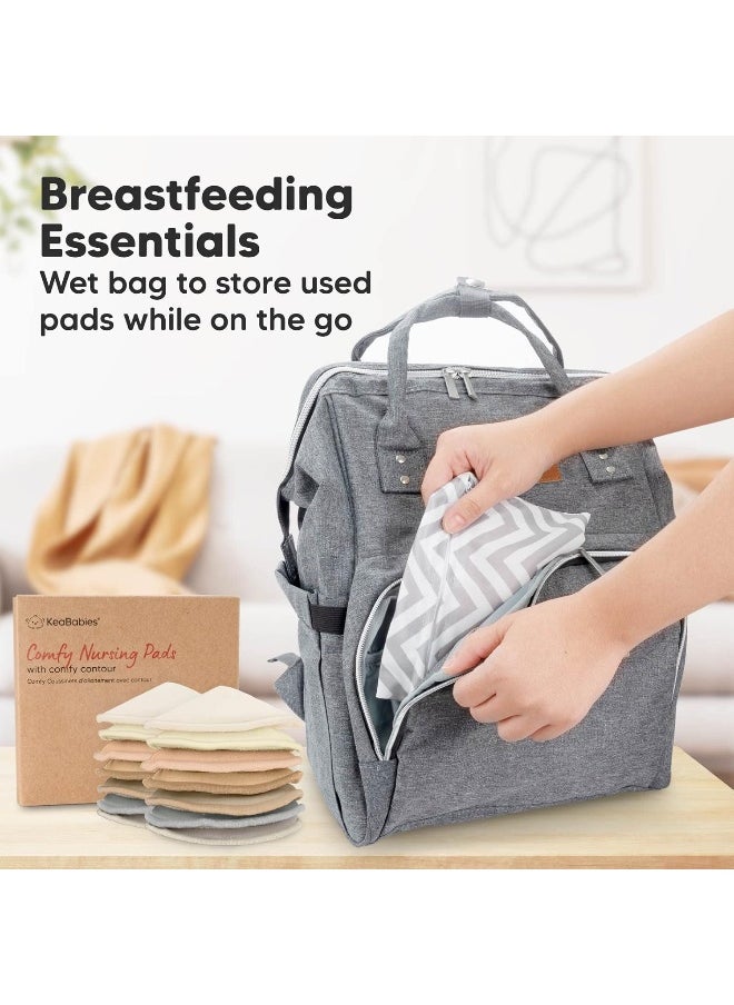 Organic Bamboo Viscose Nursing Pads - 14 Washable Breastfeeding Pads, Wash Bag, Reusable Breast Pads for Breastfeeding, Nipple Pads for Breastfeeding, Breastfeeding Essentials