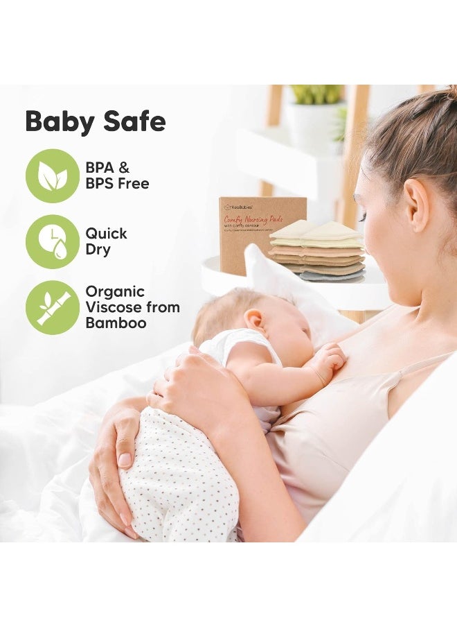 Organic Bamboo Viscose Nursing Pads - 14 Washable Breastfeeding Pads, Wash Bag, Reusable Breast Pads for Breastfeeding, Nipple Pads for Breastfeeding, Breastfeeding Essentials