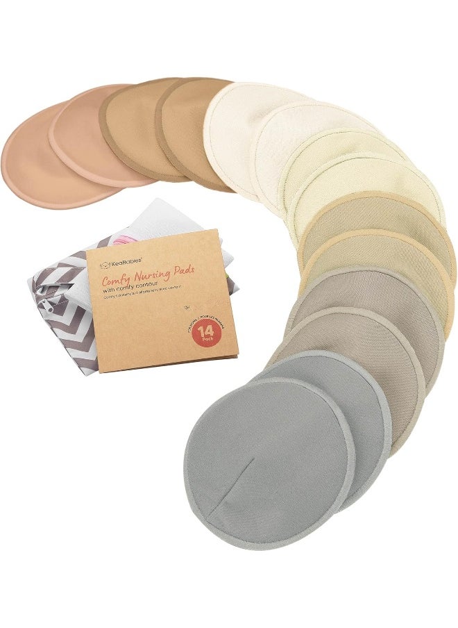 Organic Bamboo Viscose Nursing Pads - 14 Washable Breastfeeding Pads, Wash Bag, Reusable Breast Pads for Breastfeeding, Nipple Pads for Breastfeeding, Breastfeeding Essentials