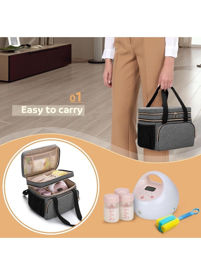 Luxja Double Layer Breast Pump Bag Compatible with Spectra S1 and S2