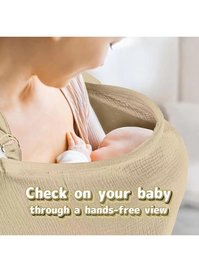 CORATED Nursing Covers for Breastfeeding, Breathable Breast Feeding Cover for Mom, Muslin Breastfeeding Cover Up with Wire Hoop for Women, Baby Essentials Privacy Nursing Poncho Shawl