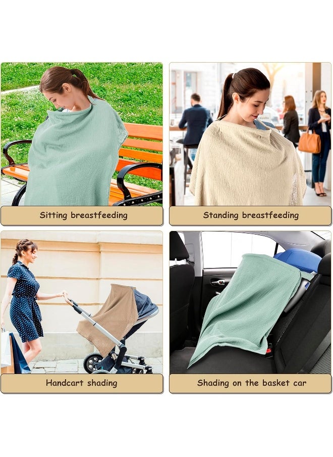 CORATED Nursing Covers for Breastfeeding, Breathable Breast Feeding Cover for Mom, Muslin Breastfeeding Cover Up with Wire Hoop for Women, Baby Essentials Privacy Nursing Poncho Shawl
