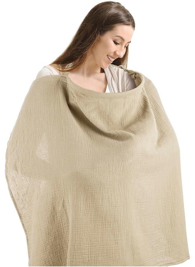 CORATED Nursing Covers for Breastfeeding, Breathable Breast Feeding Cover for Mom, Muslin Breastfeeding Cover Up with Wire Hoop for Women, Baby Essentials Privacy Nursing Poncho Shawl