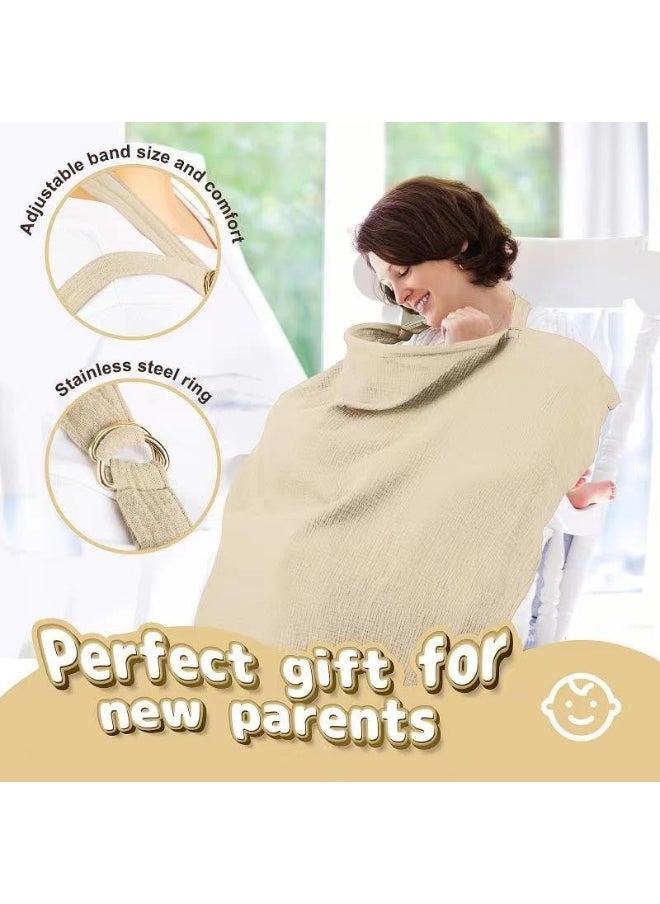 CORATED Nursing Covers for Breastfeeding, Breathable Breast Feeding Cover for Mom, Muslin Breastfeeding Cover Up with Wire Hoop for Women, Baby Essentials Privacy Nursing Poncho Shawl