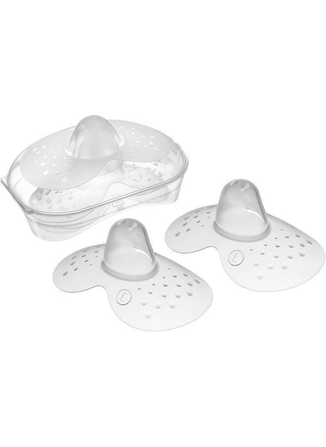 MAM Breastfeeding Shields with Sterilizing Storage Case, Shields for Nursing Newborn, Size 2 Regular 23mm, 2-Count, Clear