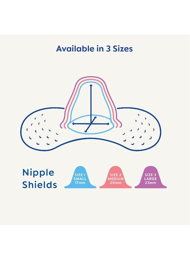 MAM Breastfeeding Shields with Sterilizing Storage Case, Shields for Nursing Newborn, Size 2 Regular 23mm, 2-Count, Clear