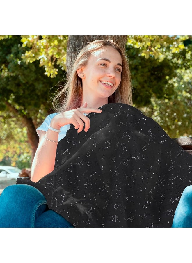 San Francisco Baby Cotton Nursing Cover - Large Breastfeeding Cover with Built-in Burp Cloth & Pocket - Soft, Breathable, Chemical-Free, 360° Coverage, Black Nursing Cover for Breastfeeding