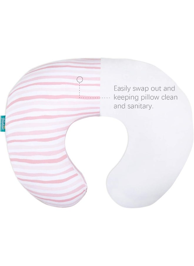 Biloban Nursing Pillow Cover 2 Pack for Boppy Pillow 100% Stretchy Cotton Large Zipper Super Soft & Breathable Infant Support Breastfeeding Cover for Moms or Little Girl Gifts