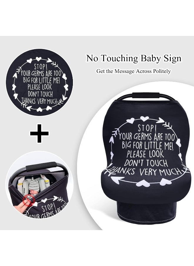 Car Seat Covers for Babies, Nursing Breastfeeding Cover Infant Carseat Canopy, Soft Stretchy Carrier Cover for Stroller High Chair Shopping Cart, Newborn Boy Girl Shower Gift - Stop No Touching Sign