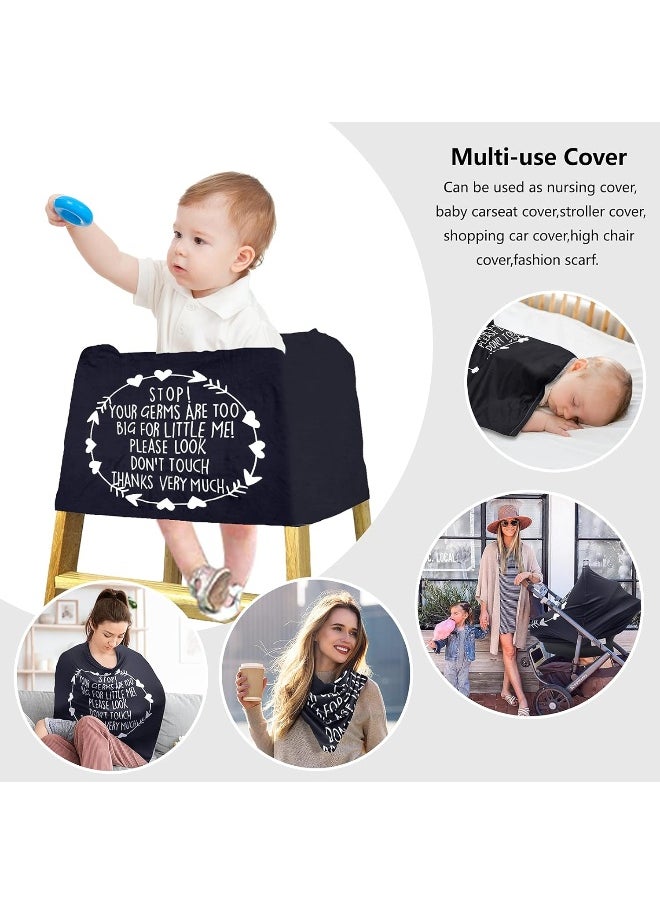 Car Seat Covers for Babies, Nursing Breastfeeding Cover Infant Carseat Canopy, Soft Stretchy Carrier Cover for Stroller High Chair Shopping Cart, Newborn Boy Girl Shower Gift - Stop No Touching Sign