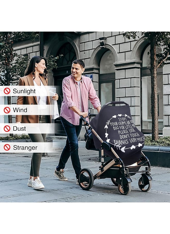 Car Seat Covers for Babies, Nursing Breastfeeding Cover Infant Carseat Canopy, Soft Stretchy Carrier Cover for Stroller High Chair Shopping Cart, Newborn Boy Girl Shower Gift - Stop No Touching Sign