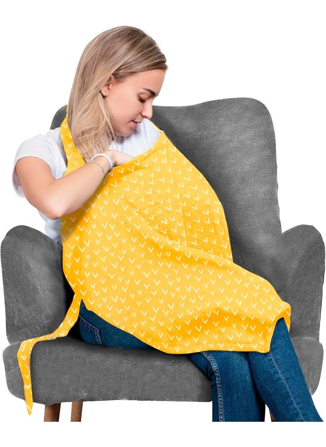 San Francisco Baby Cotton Nursing Cover – Large Breastfeeding Cover with Built-in Burp Cloth & Pocket – Soft, Breathable, Chemical-Free, 360 Coverage, Yellow Nursing Cover for Breastfeeding