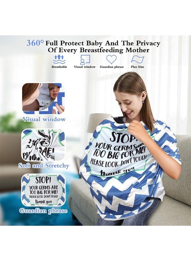 Metplus Stretchy Infant Car Seat Canopy, Metplus Baby Carseat Cover, Soft Nursing Breastfeeding Cover, Multi Use Newborn Carrier/Stroller/Shopping Cart, Boy Girl Shower Gift - No Touch Sign