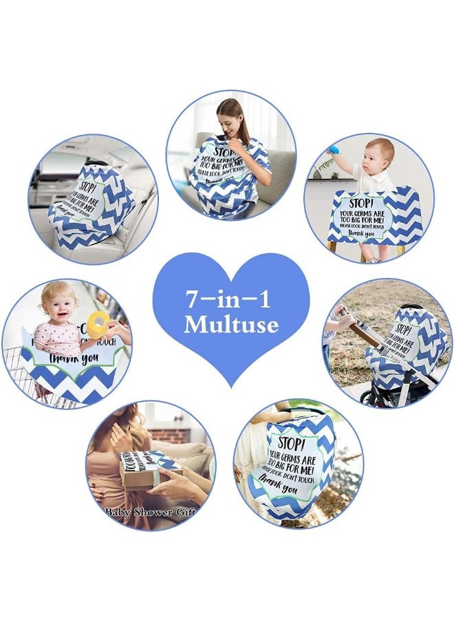 Metplus Stretchy Infant Car Seat Canopy, Metplus Baby Carseat Cover, Soft Nursing Breastfeeding Cover, Multi Use Newborn Carrier/Stroller/Shopping Cart, Boy Girl Shower Gift - No Touch Sign
