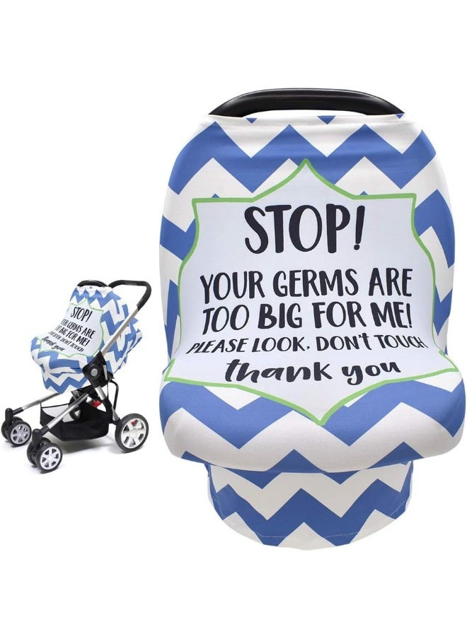 Metplus Stretchy Infant Car Seat Canopy, Metplus Baby Carseat Cover, Soft Nursing Breastfeeding Cover, Multi Use Newborn Carrier/Stroller/Shopping Cart, Boy Girl Shower Gift - No Touch Sign