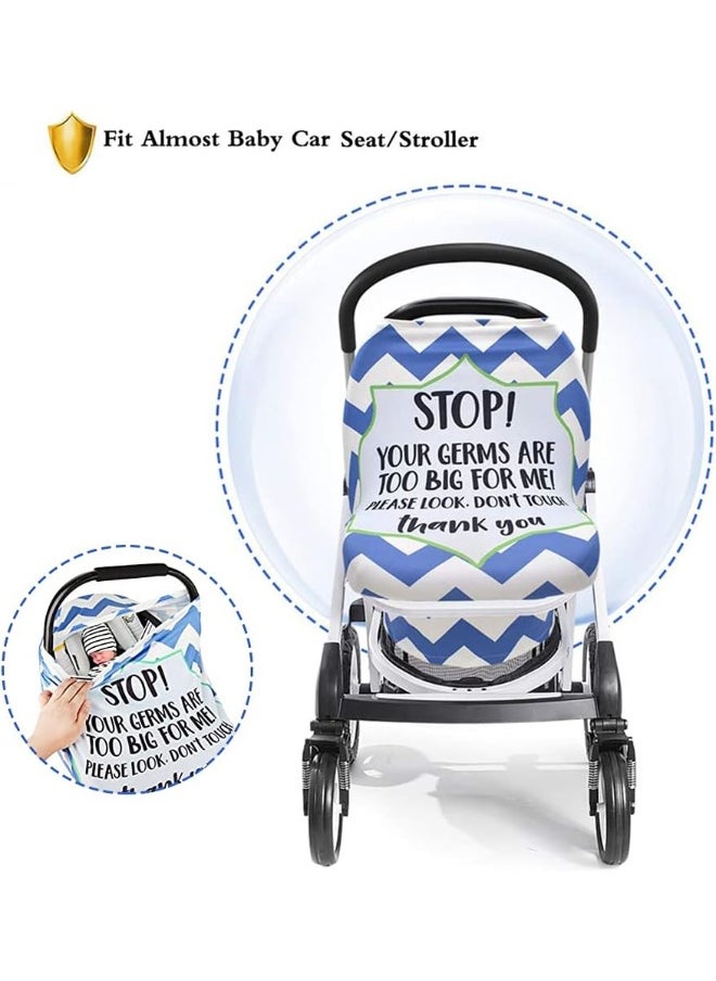 Metplus Stretchy Infant Car Seat Canopy, Metplus Baby Carseat Cover, Soft Nursing Breastfeeding Cover, Multi Use Newborn Carrier/Stroller/Shopping Cart, Boy Girl Shower Gift - No Touch Sign