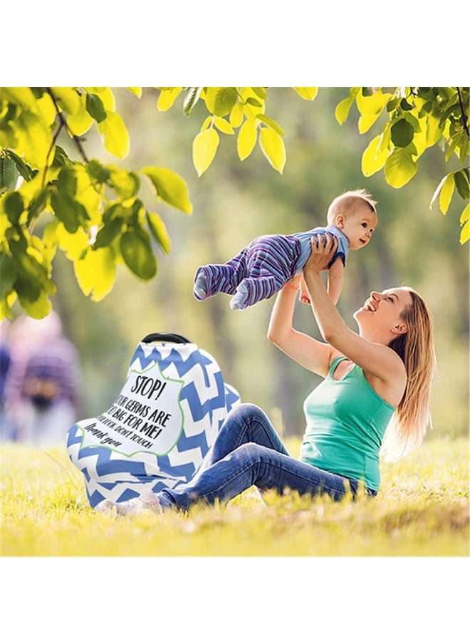 Metplus Stretchy Infant Car Seat Canopy, Metplus Baby Carseat Cover, Soft Nursing Breastfeeding Cover, Multi Use Newborn Carrier/Stroller/Shopping Cart, Boy Girl Shower Gift - No Touch Sign