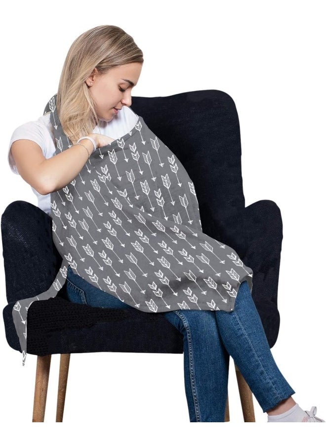 San Francisco Baby Cotton Nursing Cover - Large Breastfeeding Cover with Built-in Burp Cloth & Pocket - Soft, Breathable, Chemical-Free, 360° Coverage, Gray Nursing Cover for Breastfeeding