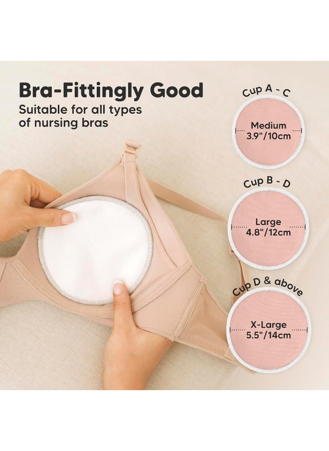 Reusable Nursing Pads for Breastfeeding, 14-Pack - 4-Layers Viscose Derived from Bamboo Nursing Pads, Breastfeeding Pads, Washable Breast Pads, Organic Maternity Pads, Nipple Pads