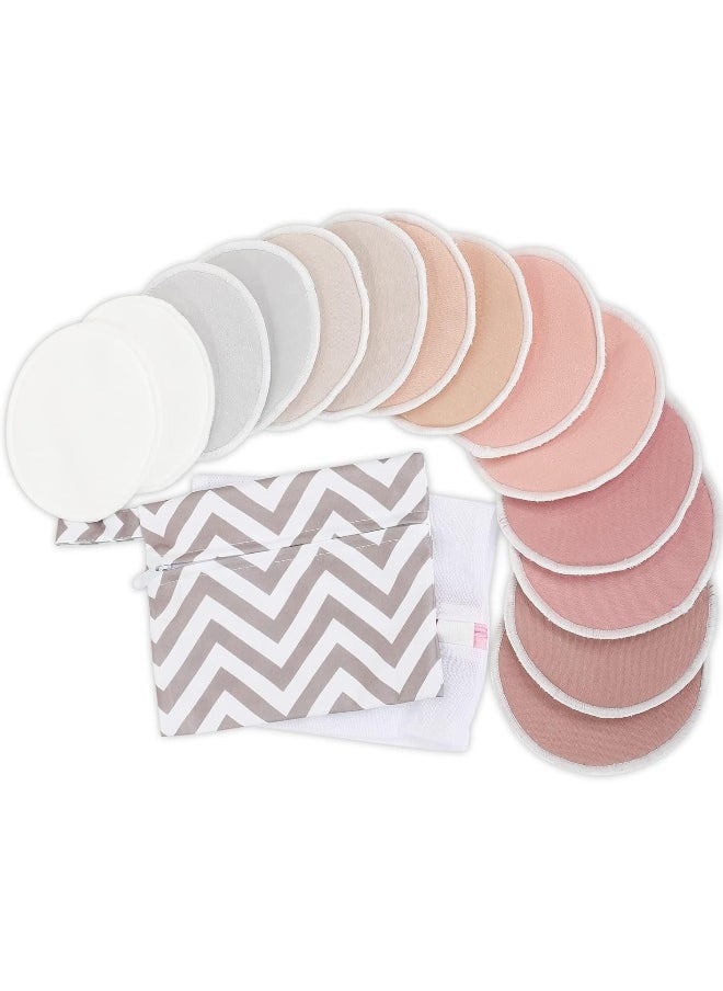 Reusable Nursing Pads for Breastfeeding, 14-Pack - 4-Layers Viscose Derived from Bamboo Nursing Pads, Breastfeeding Pads, Washable Breast Pads, Organic Maternity Pads, Nipple Pads