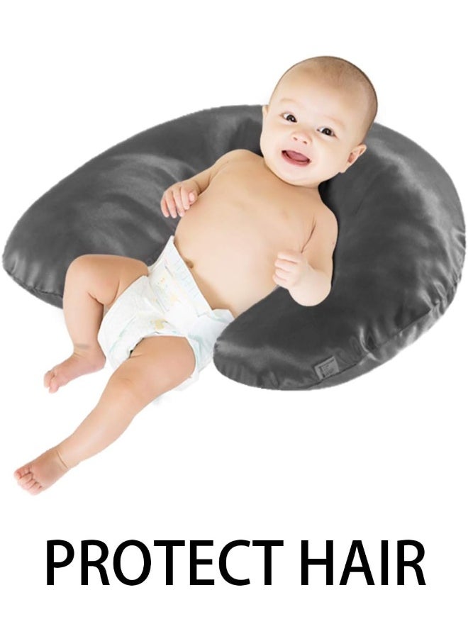 Pro Goleem Satin Nursing Pillow Cover Silk Feeling Soft Feeding Pillow Slipcover for Breastfeeding Moms Fits Standard Infant Nursing Pillow or Positioner Black