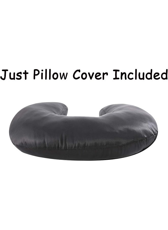 Pro Goleem Satin Nursing Pillow Cover Silk Feeling Soft Feeding Pillow Slipcover for Breastfeeding Moms Fits Standard Infant Nursing Pillow or Positioner Black