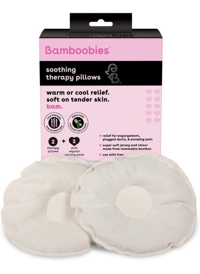 Bamboobies Bam Soothing Nursing Pillows with Flaxseed, Heating Pad or Cold Compress for Breastfeeding, OS, Natural, 19.2 ounce