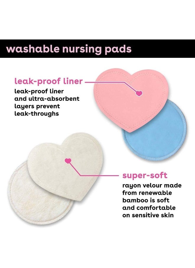 Bamboobies Bam Women’s Overnight Nursing Leak-Proof Pads for Breastfeeding, Reusable and Washable, Blue, 4 Pairs
