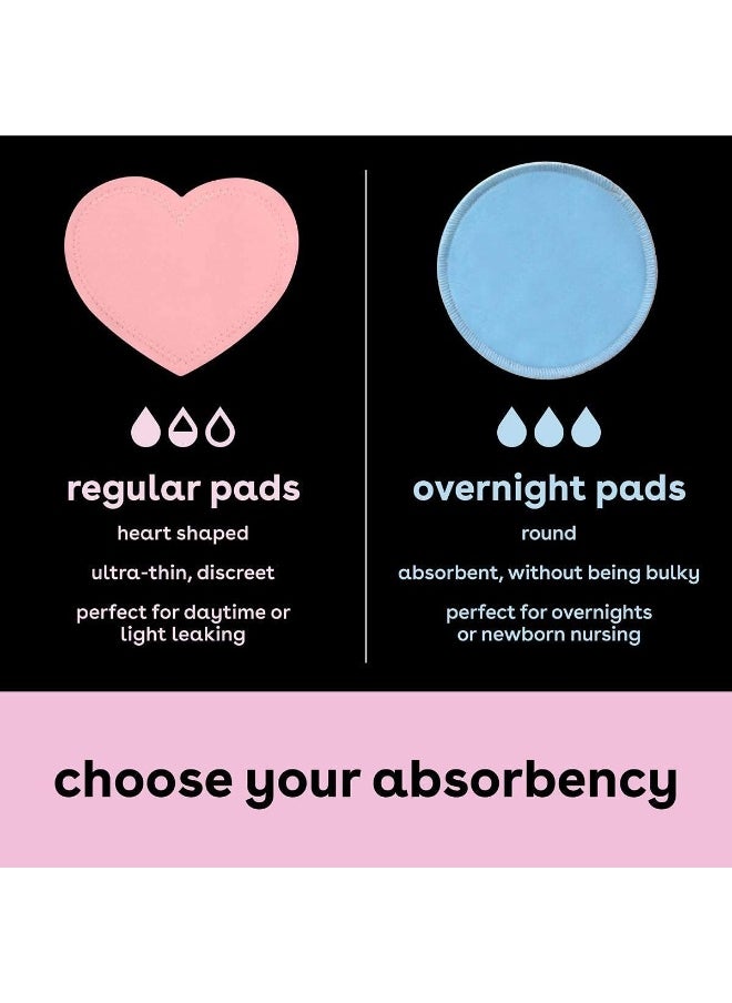Bamboobies Bam Women’s Overnight Nursing Leak-Proof Pads for Breastfeeding, Reusable and Washable, Blue, 4 Pairs