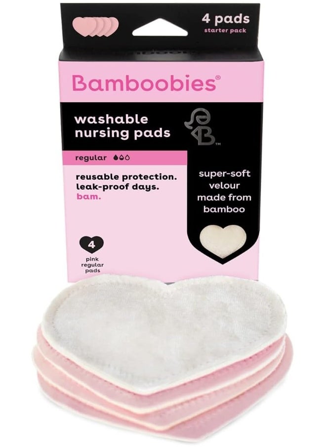 Bam Nursing Pads for Breastfeeding Reusable Washable Breast Pads Super Soft Rayon Made From Bamboo Milk Proof Liner Perfect Baby Shower Gifts, Pale Pink