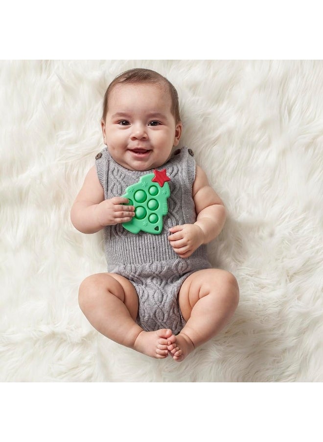 Itzy Ritzy Sensory Popper Toy - Itzy Pop Toy Features Raised Textures to Soothe Sore Gums; Relieves Stress and Improves Fine Motor Skills; Can Attach to a Bag or Pacifier Strap; Christmas Tree
