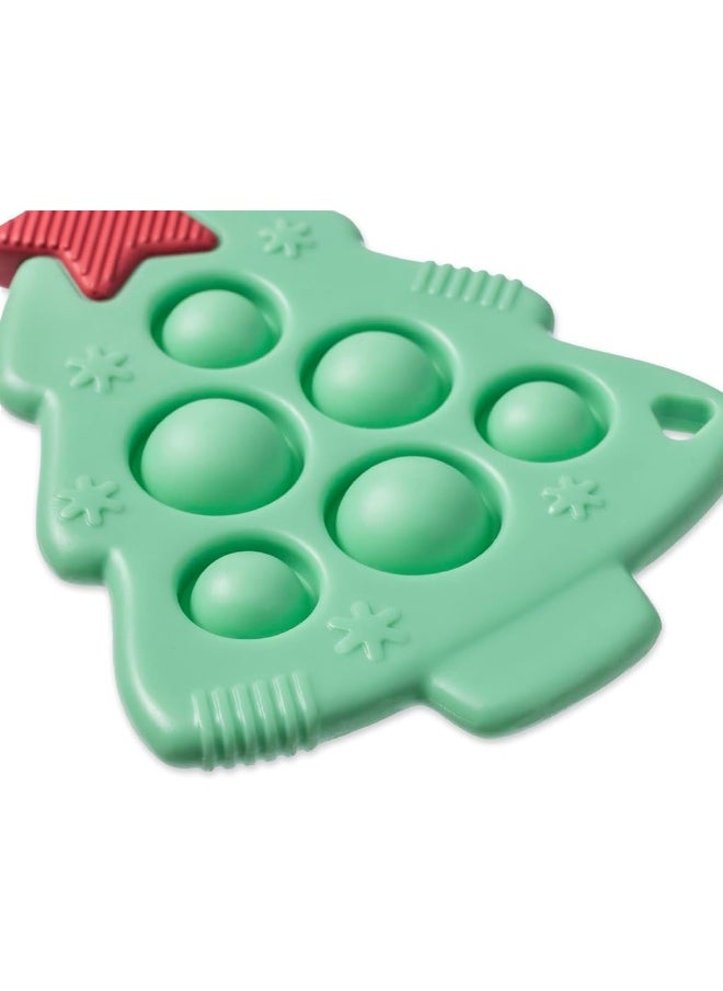 Itzy Ritzy Sensory Popper Toy - Itzy Pop Toy Features Raised Textures to Soothe Sore Gums; Relieves Stress and Improves Fine Motor Skills; Can Attach to a Bag or Pacifier Strap; Christmas Tree