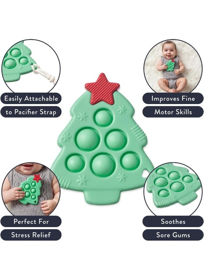 Itzy Ritzy Sensory Popper Toy - Itzy Pop Toy Features Raised Textures to Soothe Sore Gums; Relieves Stress and Improves Fine Motor Skills; Can Attach to a Bag or Pacifier Strap; Christmas Tree